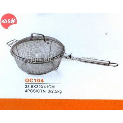 QC104 KASUN Stainless Steel french fries mini deep fryer basket with cover and long handle